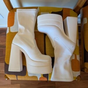 Elegant Cream Platform Boots